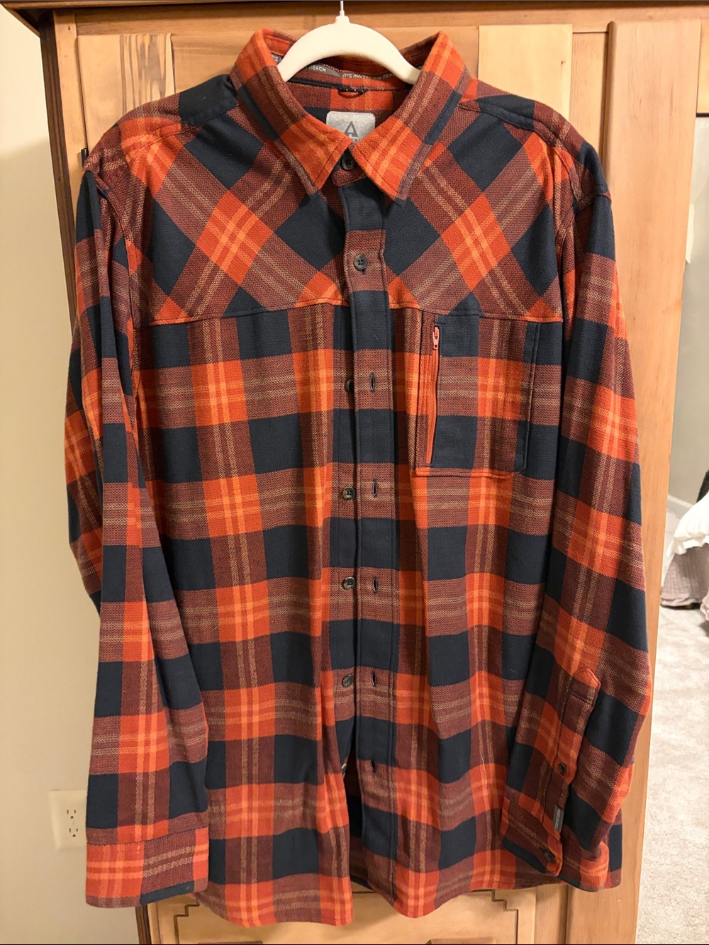 Ascend Orange and Navy Plaid Button-Down Shirt